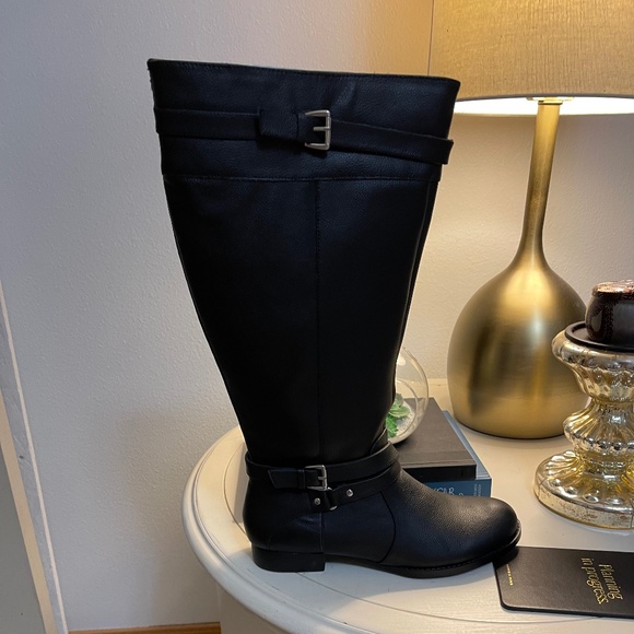 New in box woman within wide calf knee high boots in black faux leather - Picture 1 of 1